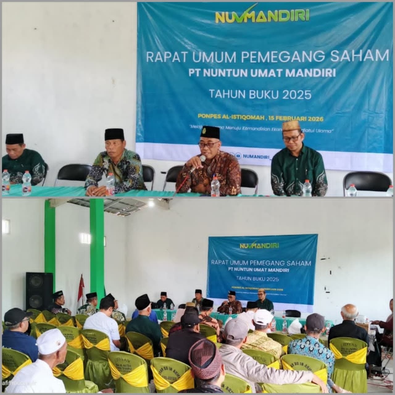 General Manager KSPPS BMT Mandiri Sejahtera Jawa Timur (Bp.H.M.Ayubi Chozin) dalam acara Rapat Umum Pemegang Saham (RUPS) PT. Nuntun Umat Mandiri Tahun Buku 2025 di Ponpes Al Istiqomah Kepohbaru Bojonegoro. Minggu, 15 Pebruari 2026