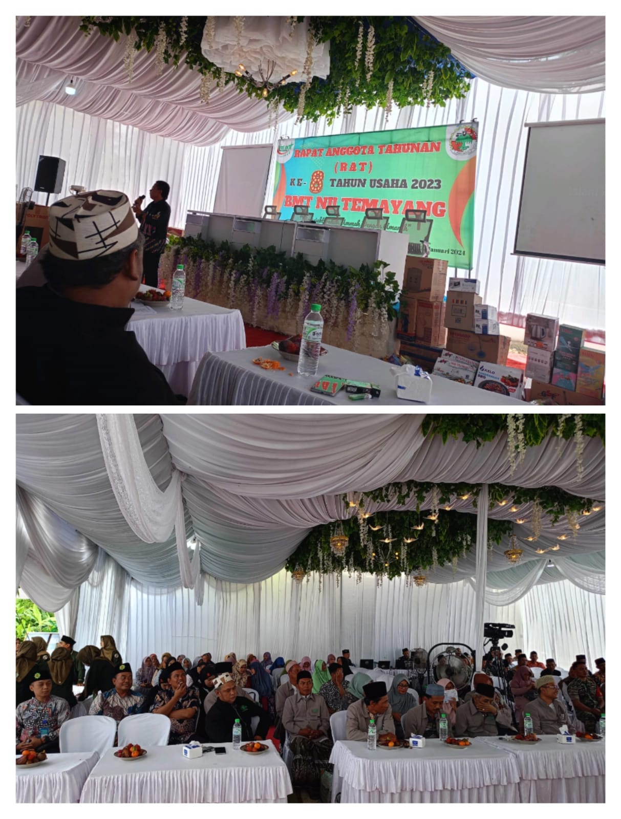 Kabag SDI KSPPS BMT Mandiri Sejahtera Karangcangkring Jawa Timur (Iskan, S.E) dan  Marketing Haji&Umroh (Gus Khafif Mubasyir) menghadiri acara Rapat Anggota Tahunan (RAT) BMT NU Temayang Tahun buku 2023 di Bojonegoro