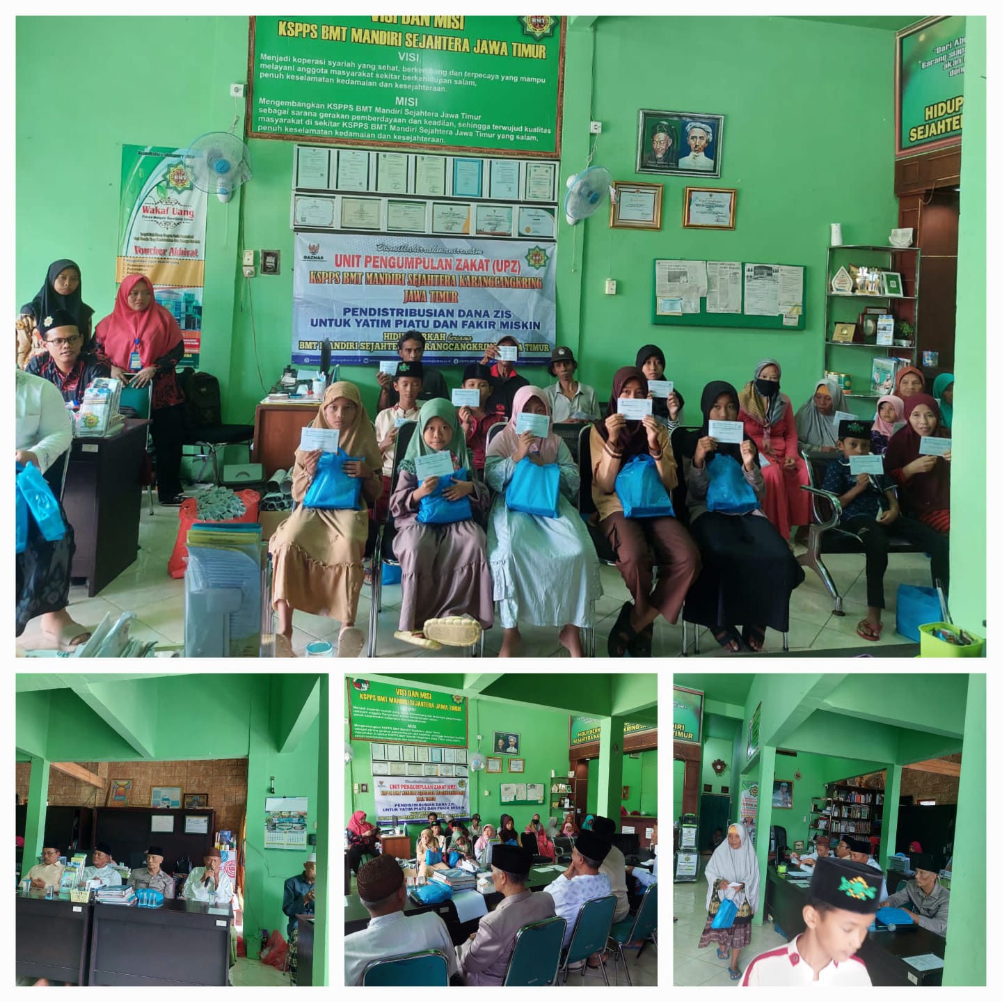 Kegiatan santunan bulanan untuk anak yatim, piatu dan fakir miskir di Kantor Pusat KSPPS BMT Mandiri Sejahtera Karangcangkring Jawa Timur