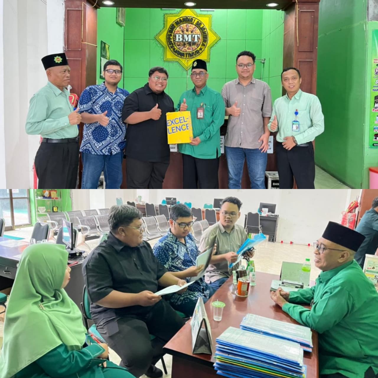 General Manager KSPPS BMT Mandiri Sejahtera Jawa Timur ( H.M. Ayubi Chozin ) menerima tamu Tim peneliti dari Mahasiswa Pasca Sarjana UNAIR Surabaya